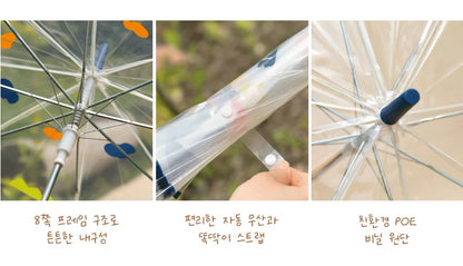 KAKAO LITTLE FRIENDS Ryan April Shower transparent long umbrella - Korean Corner