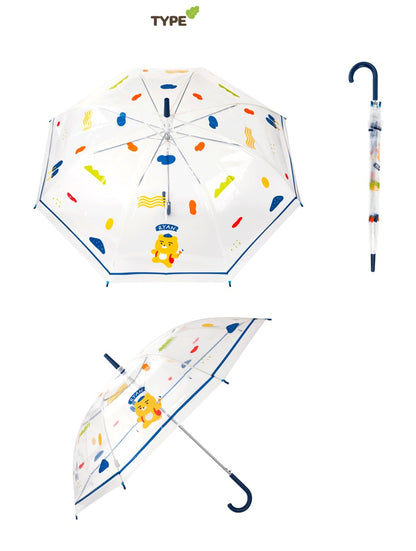 KAKAO LITTLE FRIENDS Ryan April Shower transparent long umbrella - Korean Corner