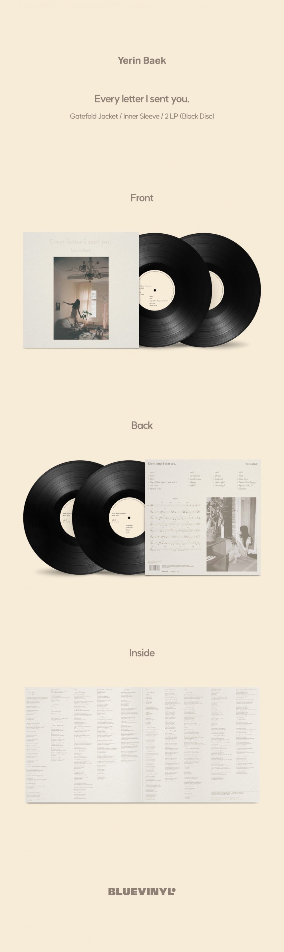 Yerin Baek 1st Album-Every letter I sent you(LP) -Korean Corner Canada