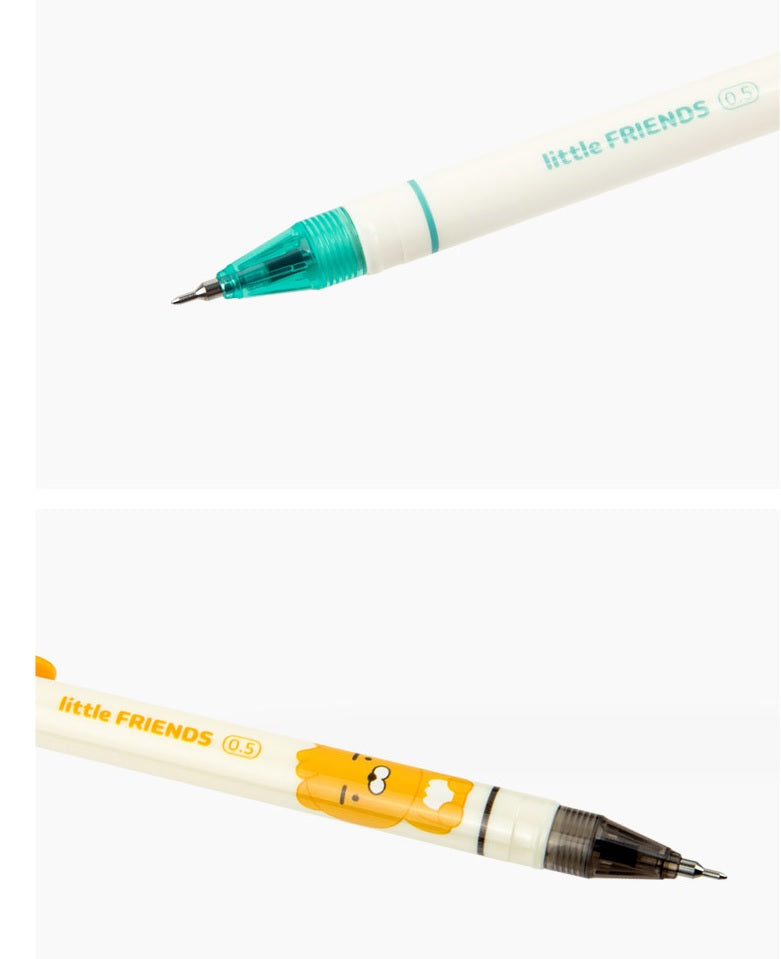Kakao Little Friends twin pen Ryan and Tube 4 color pen set - Korean Corner