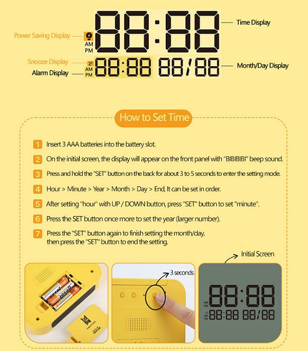 TinyTAN Butter Desktop Clock Alarm LED Clock - Korean Corner Canada