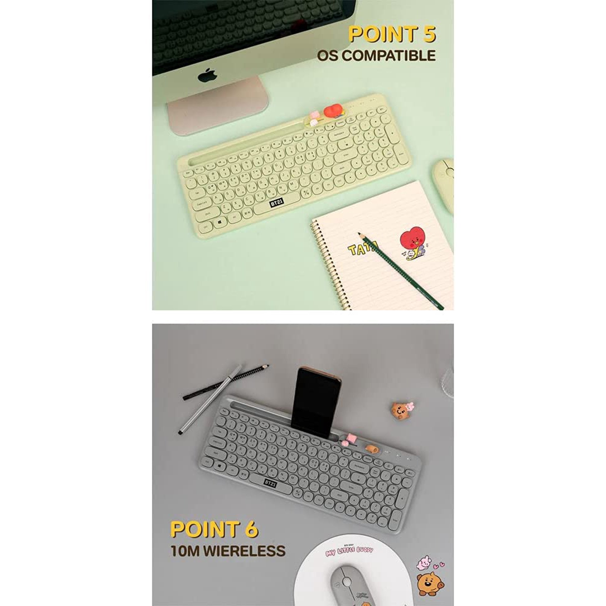 BT21 TATA Multi Pairing Wireless Keyboard - Korean Corner