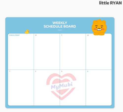 Kakao Little Friends Ryan magnetic weekly schedule planner board with marker pen - Korean Corner