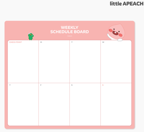 Kakao Little Friends Apeach magnetic weekly schedule planner board with marker pen - Korean Corner