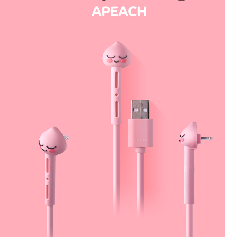 Kakao Friends Apeach L-shaped 8pnis data &amp; charge cable - Korean Corner