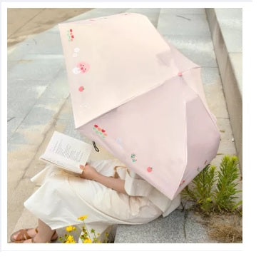 Kakao Friends Apeach april shower pouch yang 3 steps manual foldable umbrella - Korean Corner